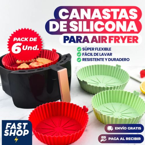 PACK DE 6 CANASTAS DE SILICONA PARA AIR FRYER